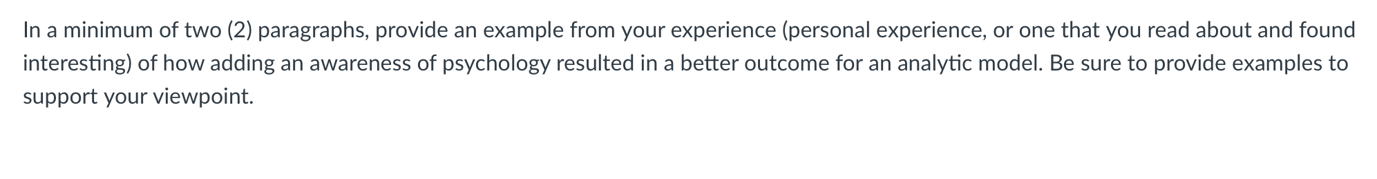 Solved In a minimum of two (2) paragraphs, provide an | Chegg.com