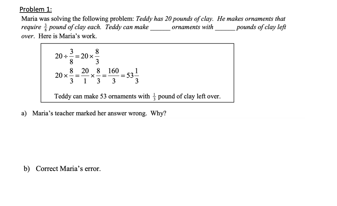 Solved Problem 1: Maria was solving the following problem: | Chegg.com
