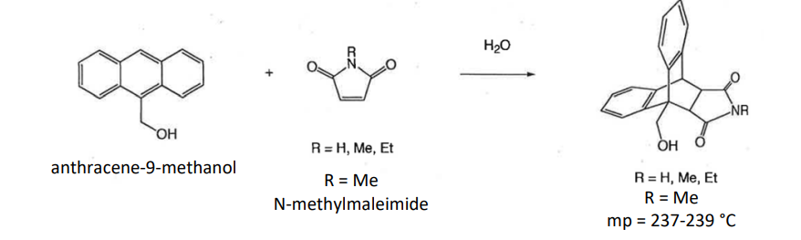 \( \longrightarrow \)
anthracene-9-methanol
\( R=H, M e, E t \)
\[
\begin{array}{c}
\mathrm{R}=\mathrm{H}, \mathrm{Me}, \math