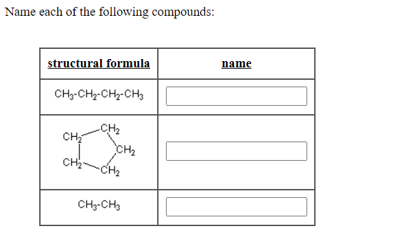 Solved Name each of the following compounds: structural | Chegg.com