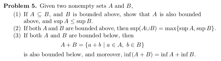 Solved Problem 5. Given Two Nonempty Sets A And B (1) If A S | Chegg.com