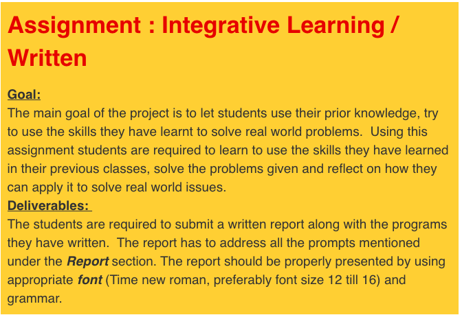 integrative learning project introduction assignment