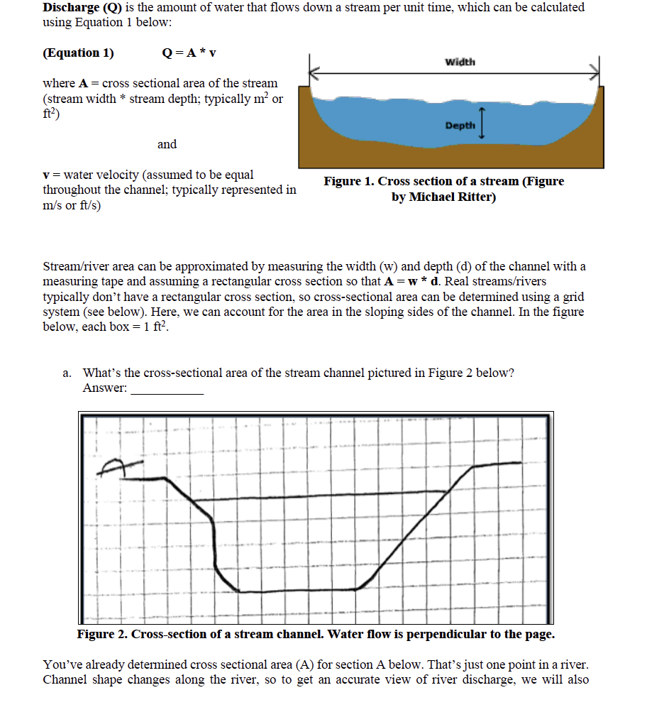 Solved Exercise 1(a) What’s the area of the stream channel | Chegg.com