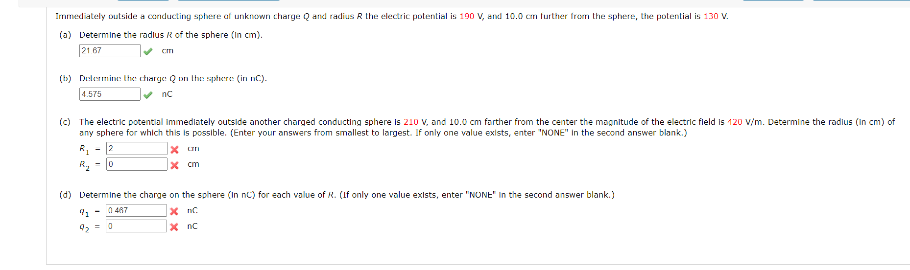 Solved Immediately Outside A Conducting Sphere Of Unknown Chegg Com