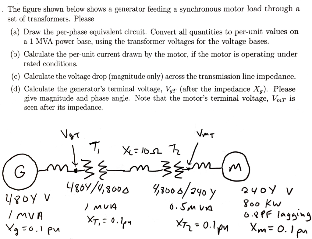 Solved The figure shown below shows a generator feeding a | Chegg.com