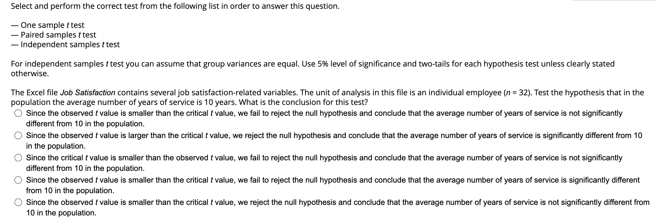 Solved Select and perform the correct test from the | Chegg.com