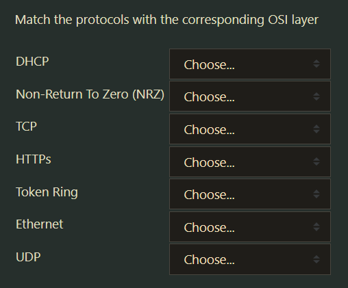 Match the protocols with the corresponding Osi layer | Chegg.com