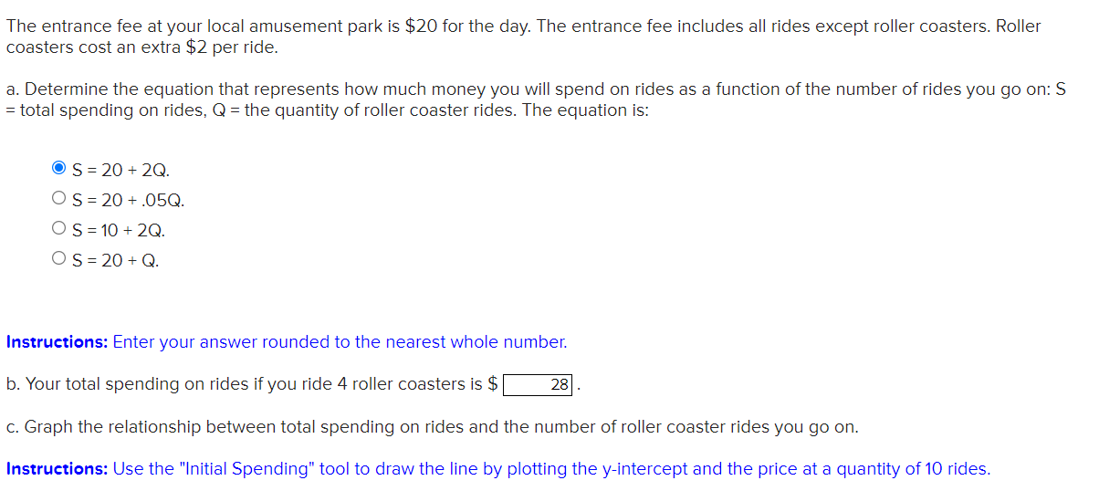 Solved The entrance fee at your local amusement park is 20