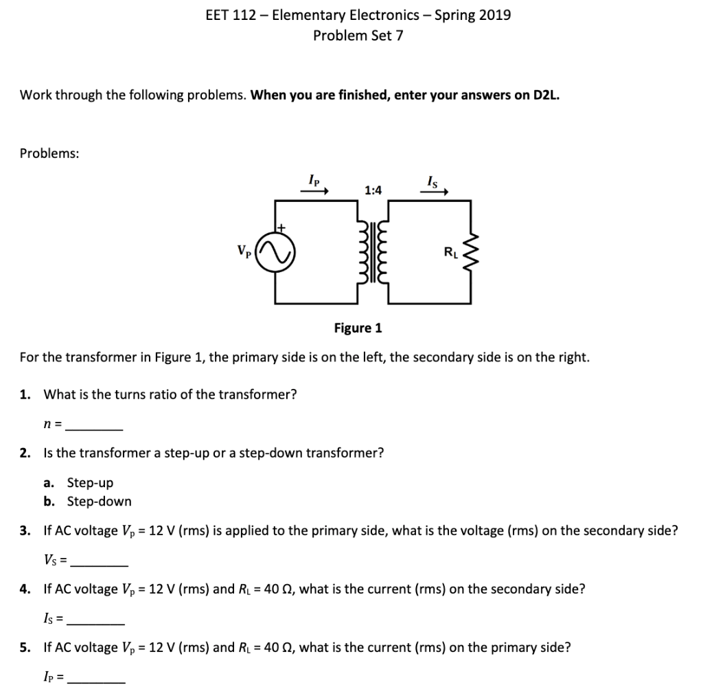 Solved EET 112 Elementary Electronics-Spring 2019 Problem | Chegg.com