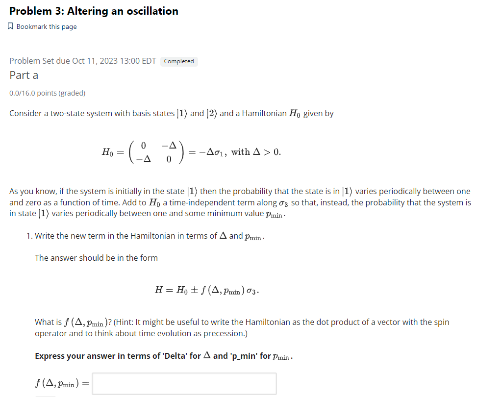 Solved Problem Set due Oct 11, 2023 13:00 EDT Part a | Chegg.com