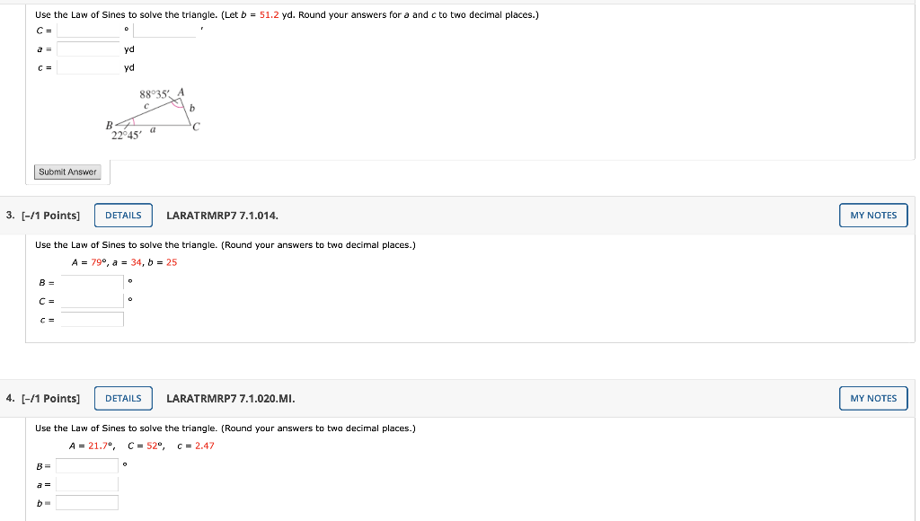 Solved Use The Law Of Sines To Solve The Triangle. (Let B = | Chegg.com