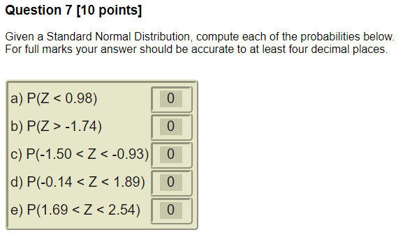 Solved Question 7 [10 points] Given a Standard Normal | Chegg.com