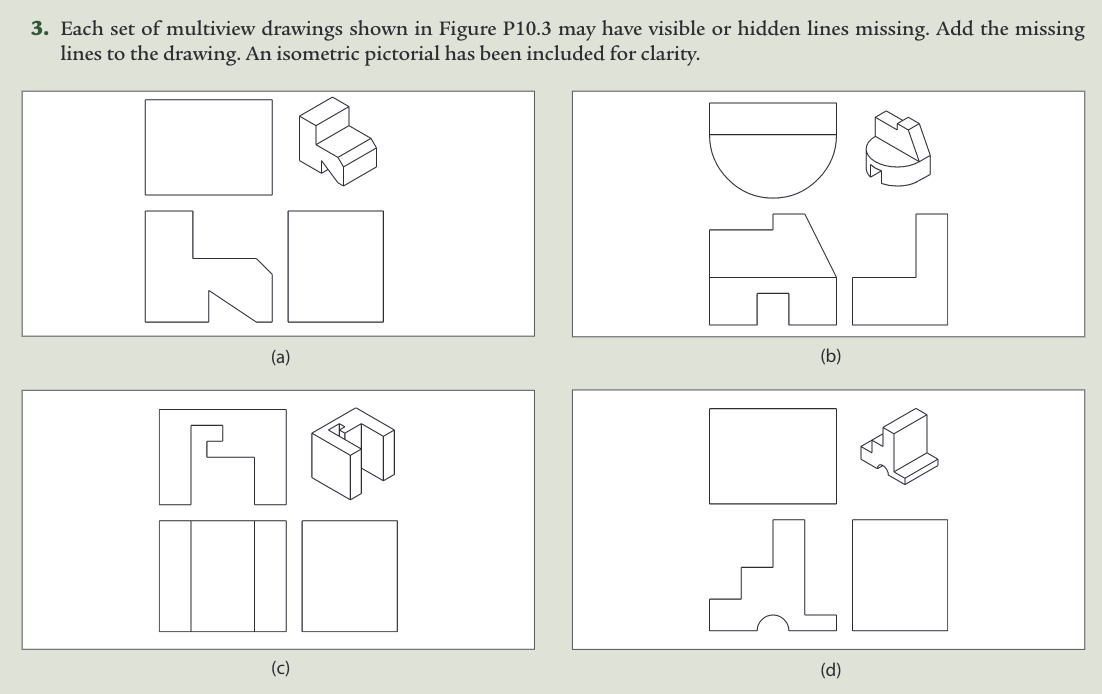 Solved 3. Each set of multiview drawings shown in Figure | Chegg.com