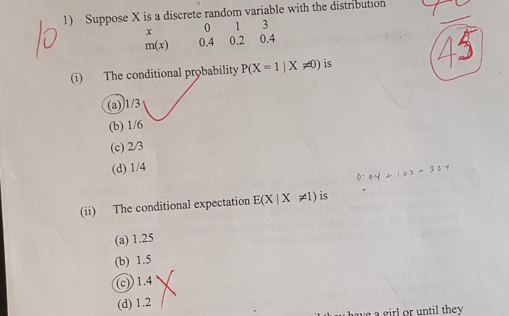 Solved (i) The Conditional Probability P(X=1∣X =0) Is (a) | Chegg.com