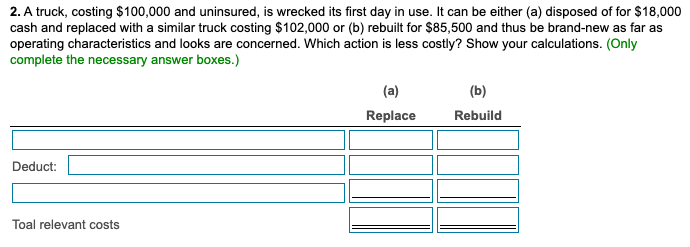 Solved 2. A Truck, Costing $100,000 And Uninsured, Is | Chegg.com