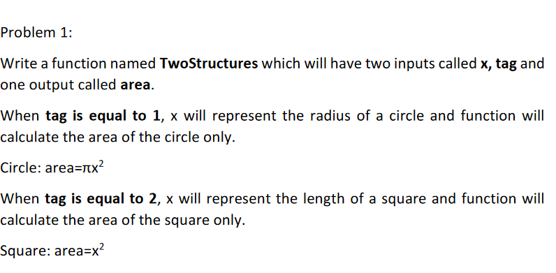 Solved Problem 1: Write a function named TwoStructures which | Chegg.com