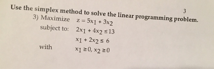 Solved 3 Use the simplex method to solve the linear | Chegg.com