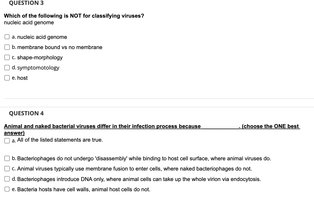 Solved Which Of The Following Is NOT For Classifying | Chegg.com