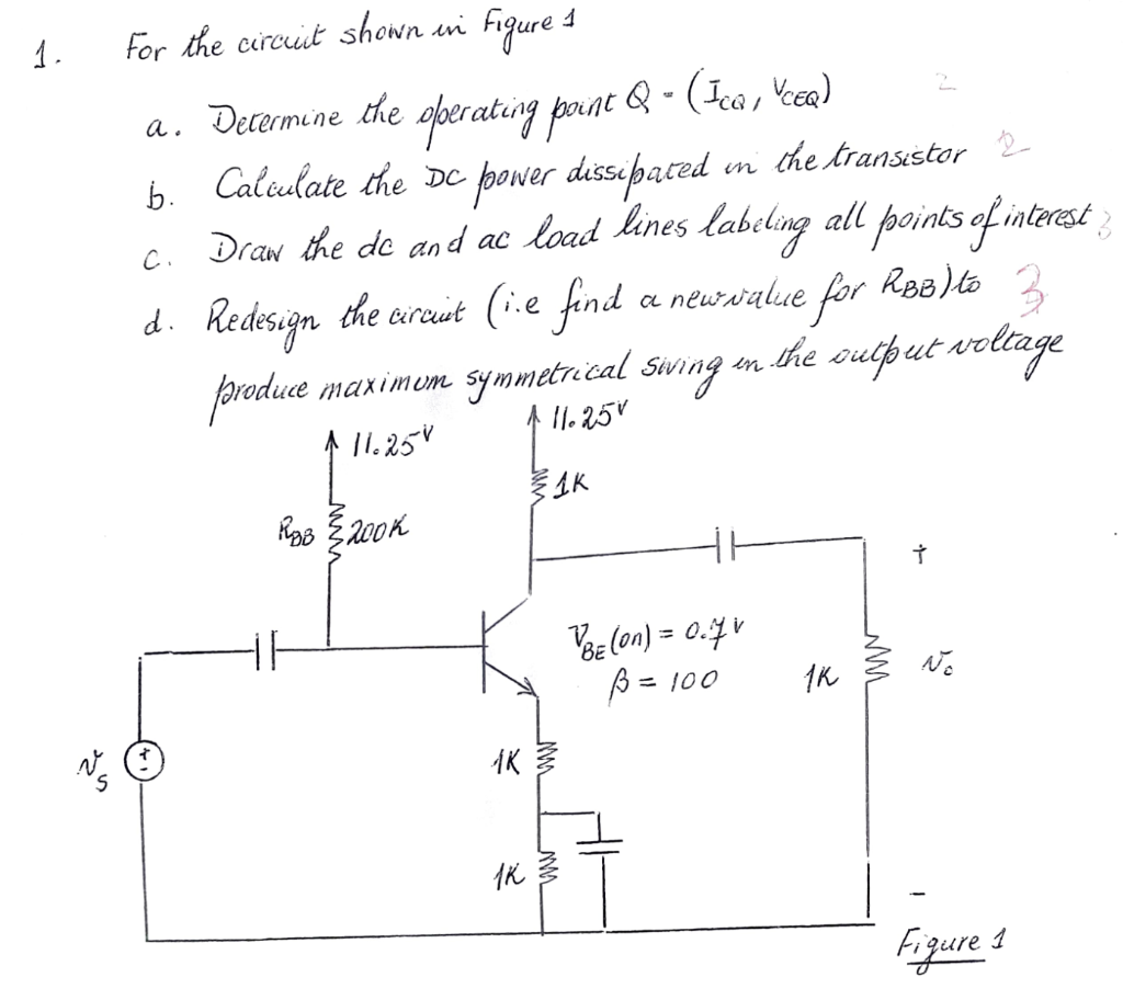 Solved For the circuit shown in Figure 1 a. Determine the | Chegg.com
