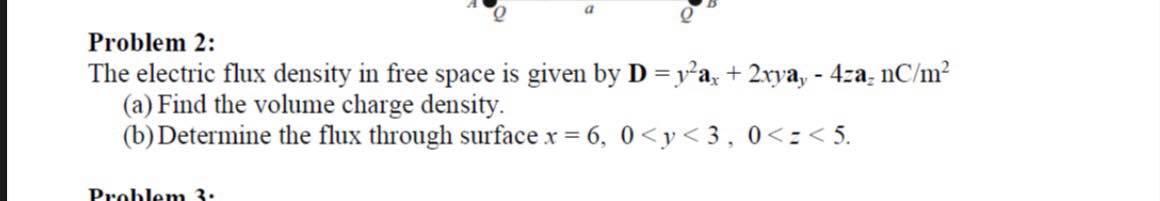 Solved Problem 2: The electric flux density in free space is | Chegg.com