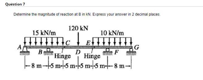 Solved Question 7 Determine The Magnitude Of Reaction At B | Chegg.com