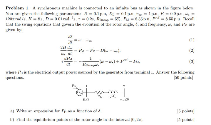 Solved و و نما - له Problem 1. A synchronous machine is | Chegg.com