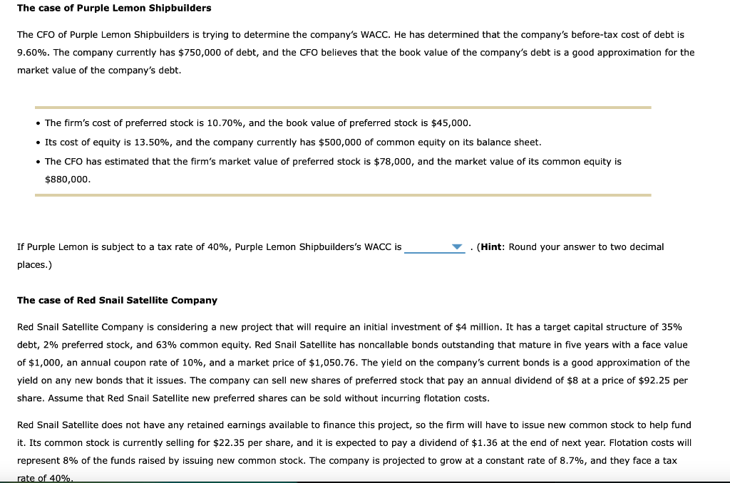 Solved A Firm's Weighted Average Cost Of Capital (WACC) Is | Chegg.com