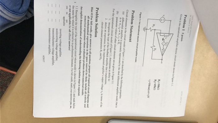 Solved Problem 1 points is operational amplifier | Chegg.com