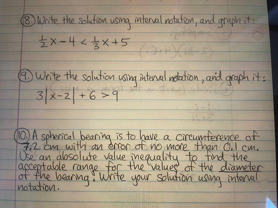 Solved (8. Write the solution using interval notation, and | Chegg.com