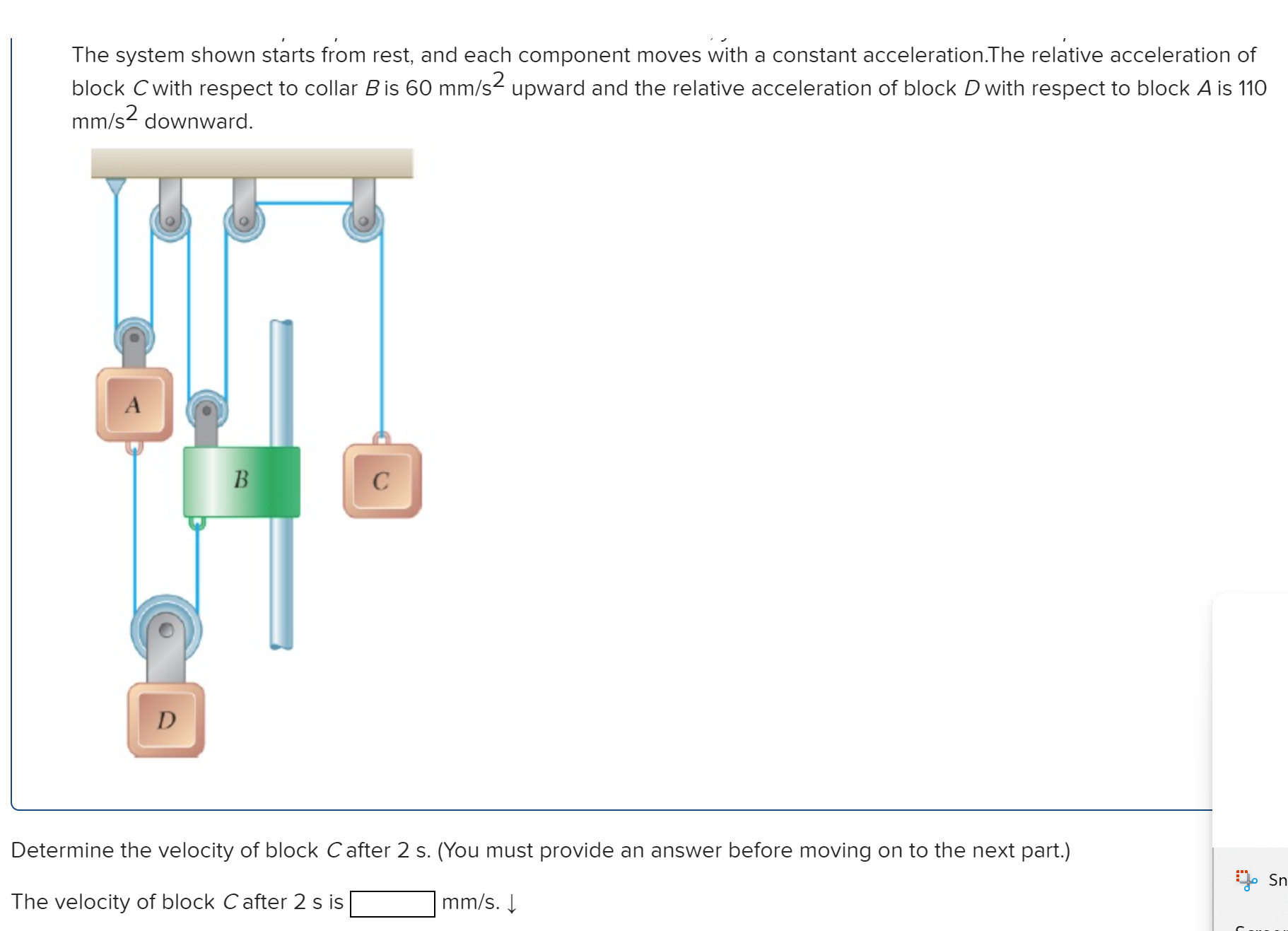 Solved The system shown starts from rest, and each component | Chegg.com