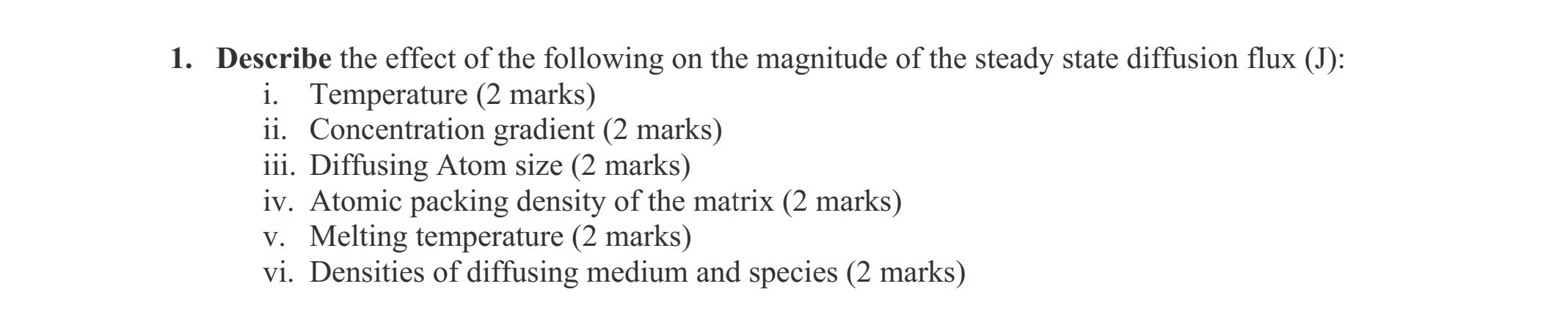 Solved 1. Describe the effect of the following on the | Chegg.com