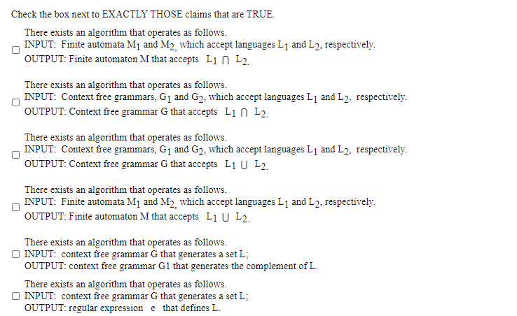 Solved Check the box next to EXACTLY THOSE claims that are | Chegg.com
