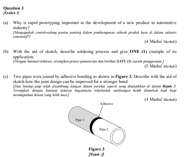 Solved Question 3 Soalan 3] (a) Why is rapid prototyping | Chegg.com