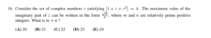 Solved 16. Consider the set of complex numbers z satisfying | Chegg.com