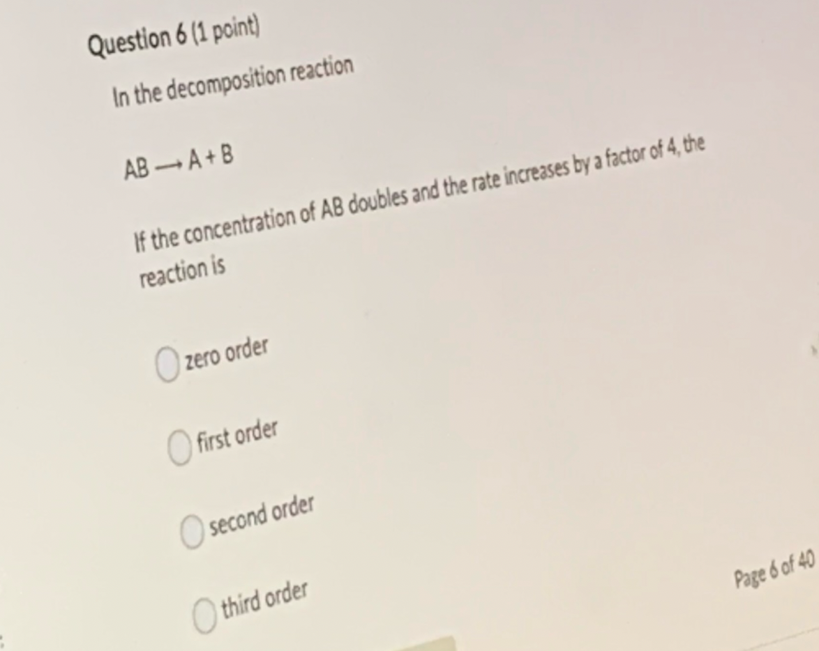 Solved Question 6 (1 Point) In The Decomposition Reaction | Chegg.com