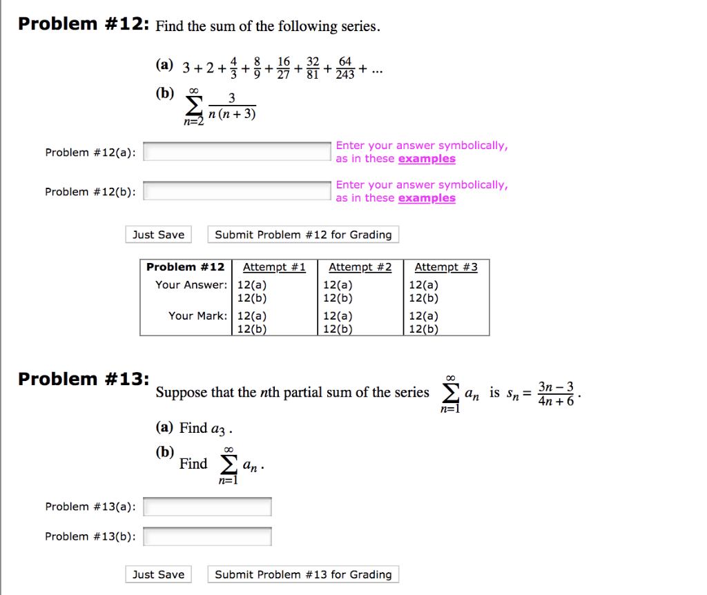 Solved Problem #12: Find the sum of the following series 8 | Chegg.com