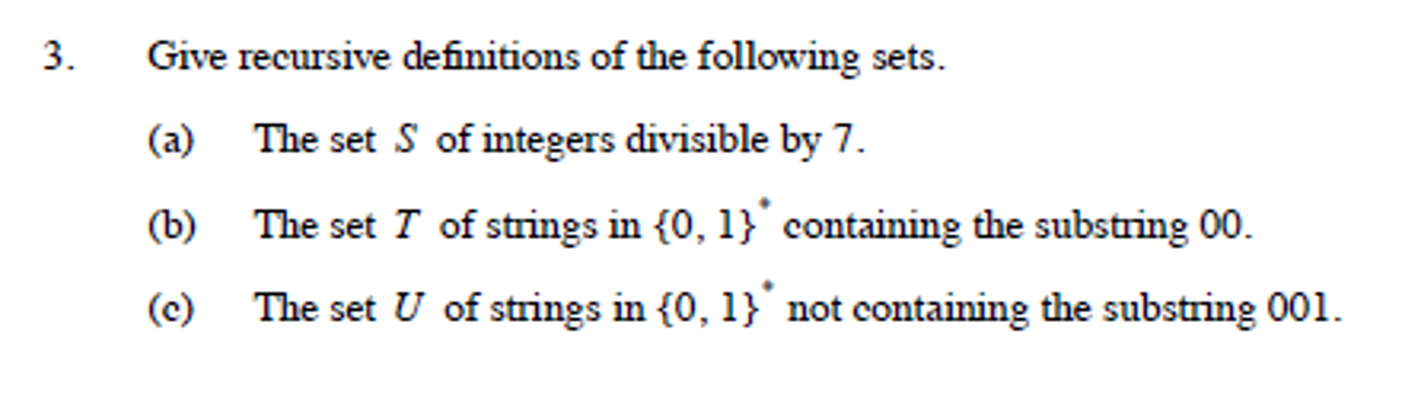 Solved 3 Give Recursive Definitions Of The Following Sets 