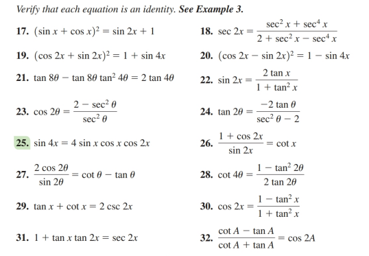 Solved Verify That Each Equation Is An Identity See Example 2114