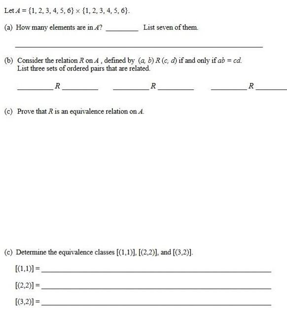 Solved Let A = {1,2,3,4,5,6} {1, 2, 3, 4, 5, 6). (a) How | Chegg.com