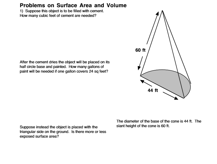 Solved Problems on Surface Area and Volume 1) Suppose this | Chegg.com
