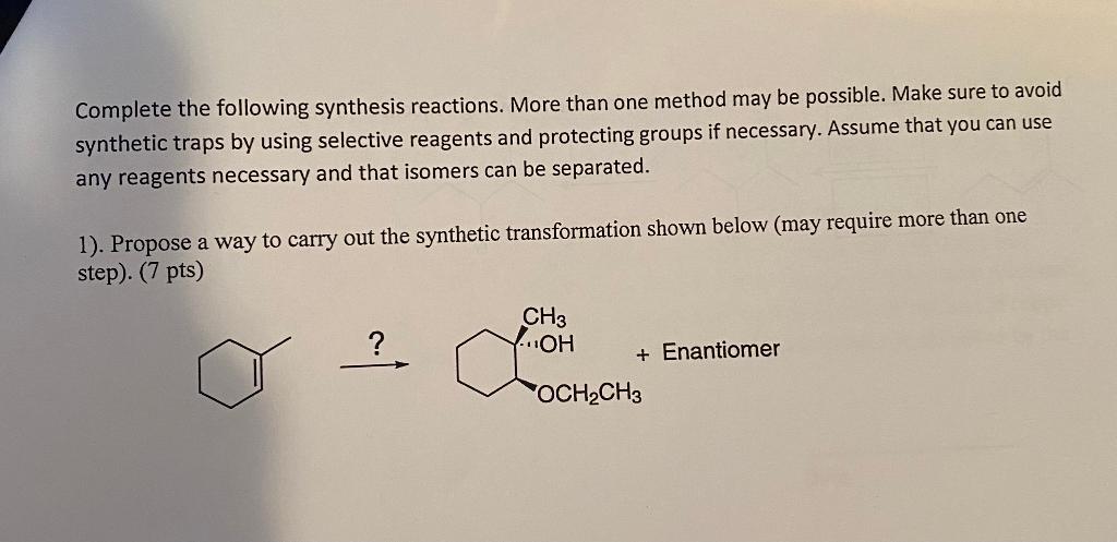 Solved Complete The Following Synthesis Reactions. More Than | Chegg.com