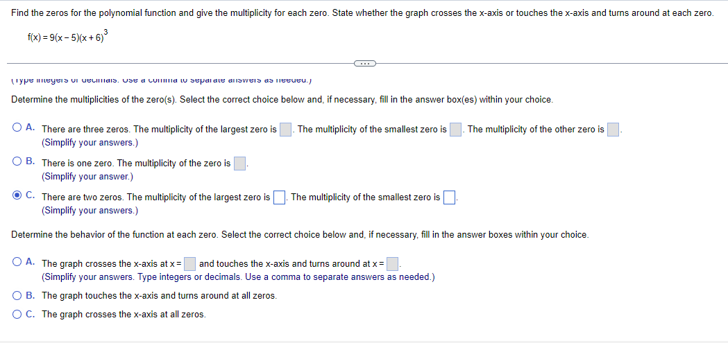 Solved Find the zeros for the polynomial function and give | Chegg.com