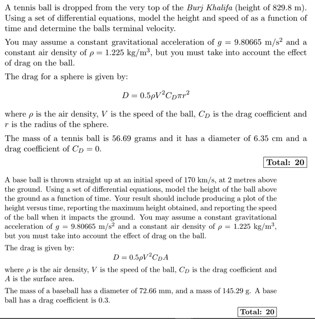 Solved A Tennis Ball Is Dropped From The Very Top Of The | Chegg.com