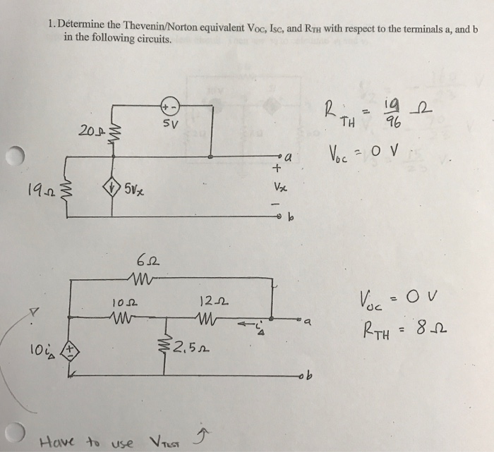 Solved: Determine The Thevenin/Norton Equivalent V_OC, I_S... | Chegg.com