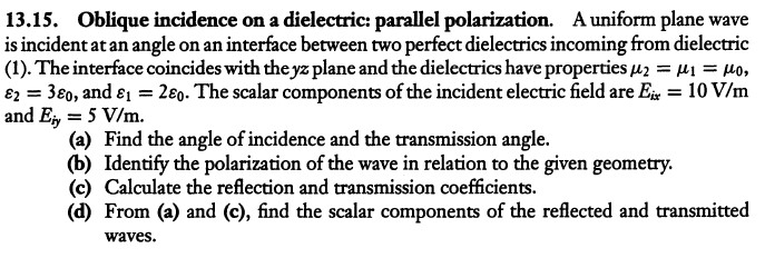 Solved 13.15 A uniform plane wave is incident at an angle on | Chegg.com