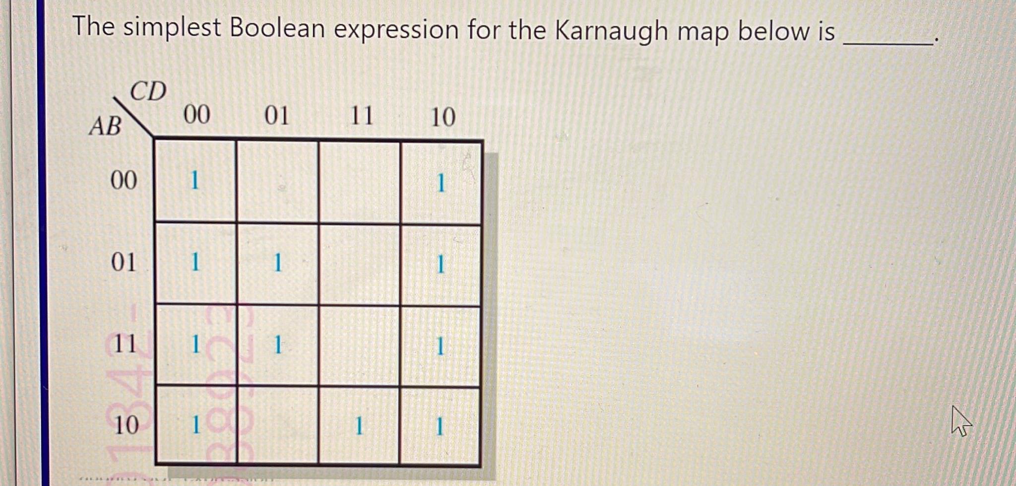 Solved The Simplest Boolean Expression For The Karnaugh Map