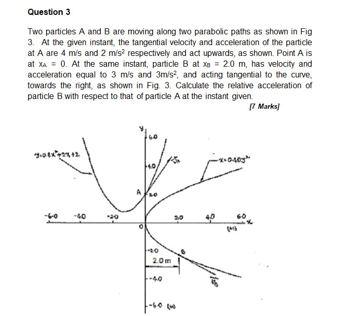 Solved Question 3 Two Particles A And B Are Moving Along Two | Chegg.com