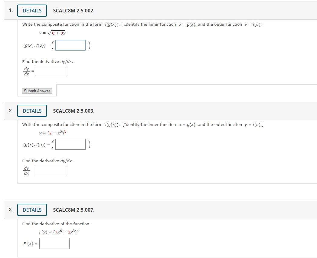 Solved Write the composite function in the form f(g(x)). | Chegg.com