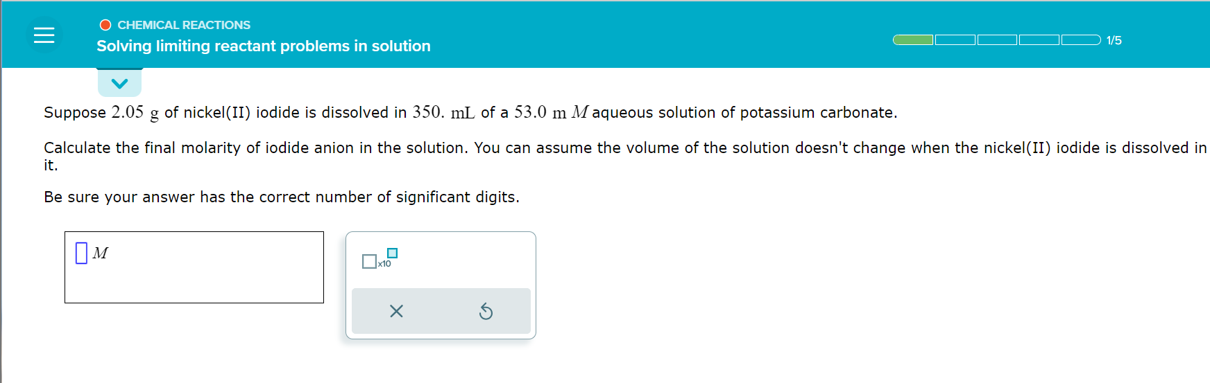 Solved Suppose 2.05 g of nickel(II) iodide is dissolved in