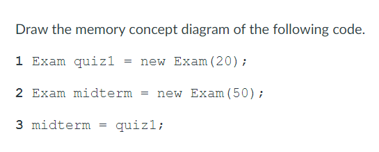Solved Draw the memory concept diagram of the following | Chegg.com